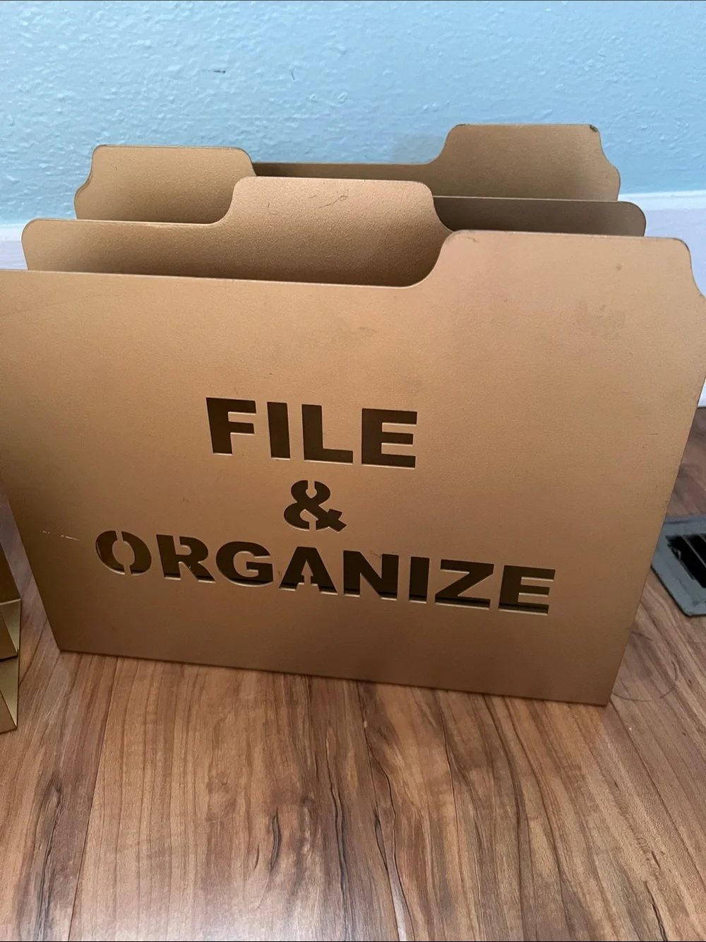 Cost Plus World Market Gold Metal File & Letters Desktop Organizers - Set of 2